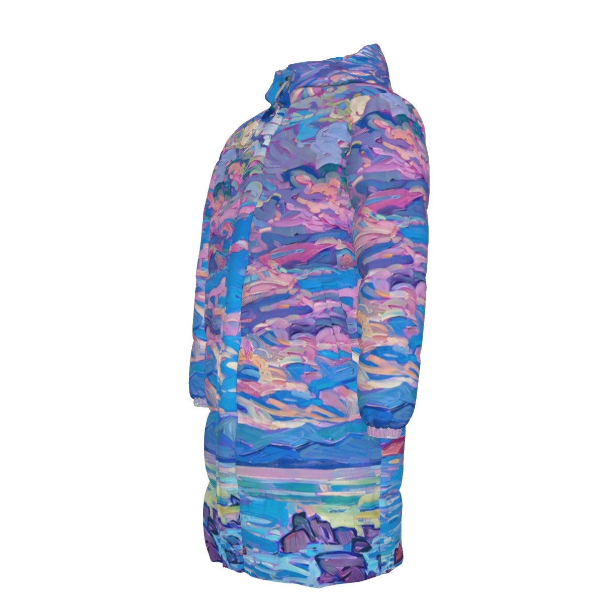 WildMystic1 Cloudy Seashore Unisex Long Down Coat
