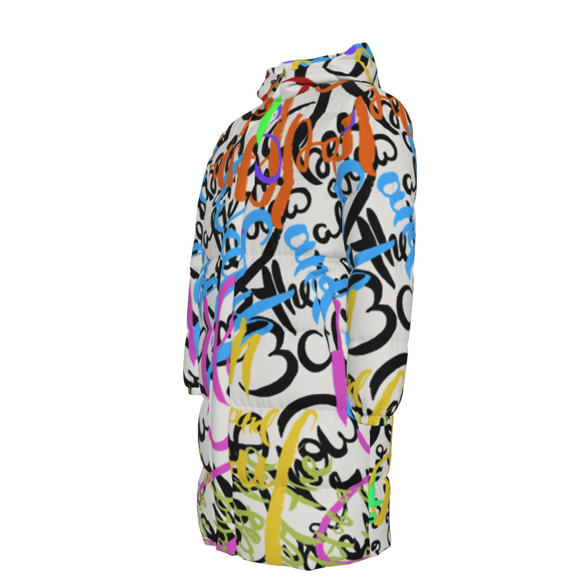 WildMystic1 Graffiti Print Unisex Long Down Coat
