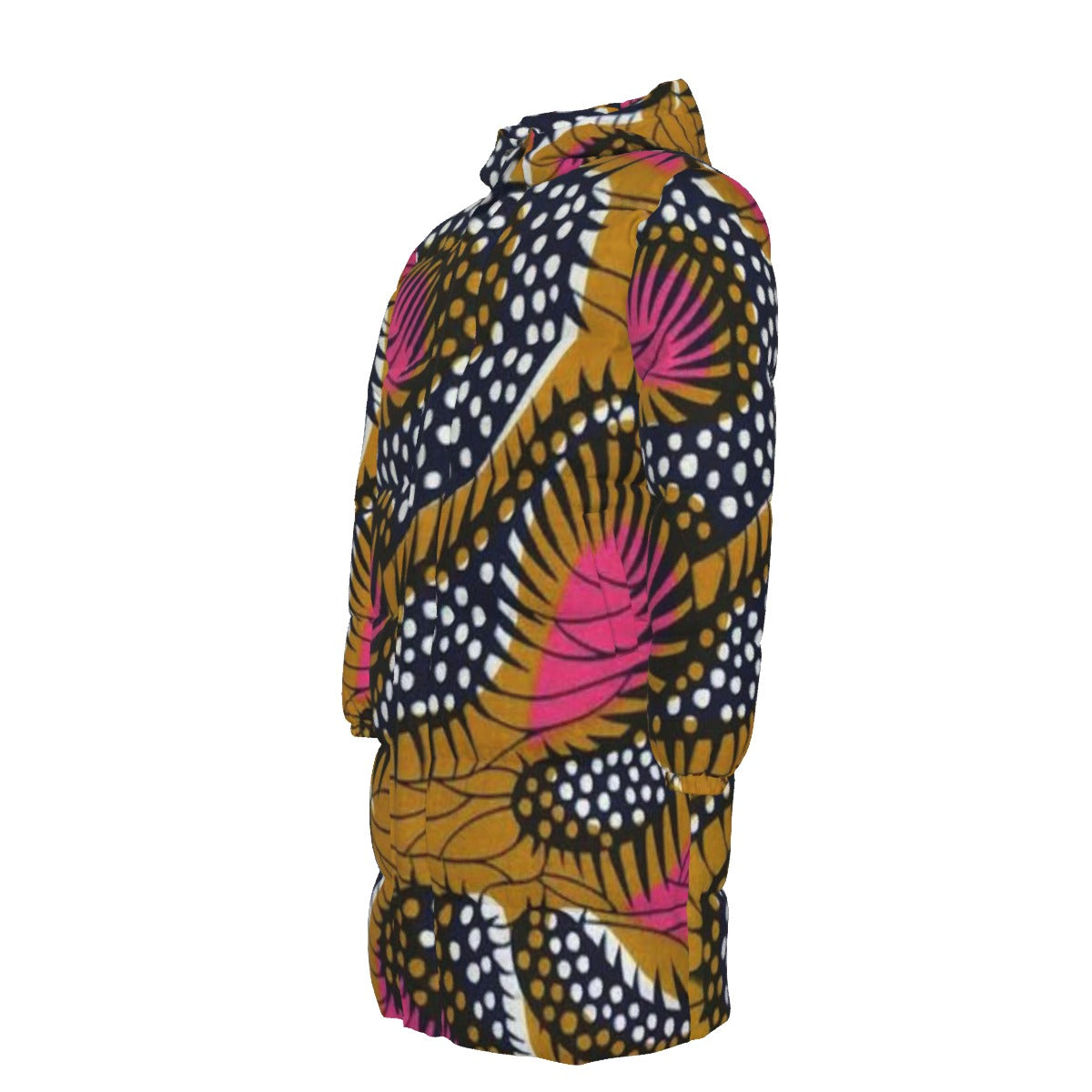 WildMystic1 Brown Pink African Print Unisex Long Down Coat