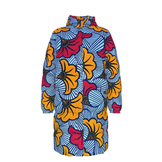 WildMystic1 Red Yellow Ginko Leaf Print Unisex Long Down Coat