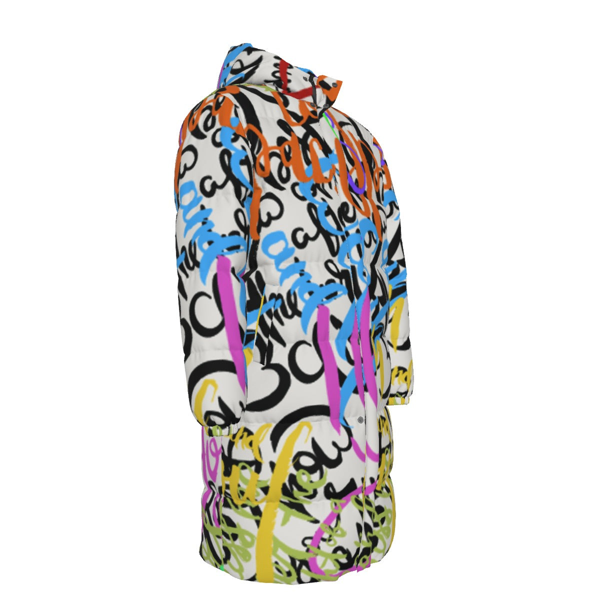 WildMystic1 Graffiti Print Unisex Long Down Coat