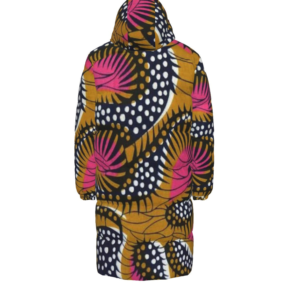 WildMystic1 Brown Pink African Print Unisex Long Down Coat