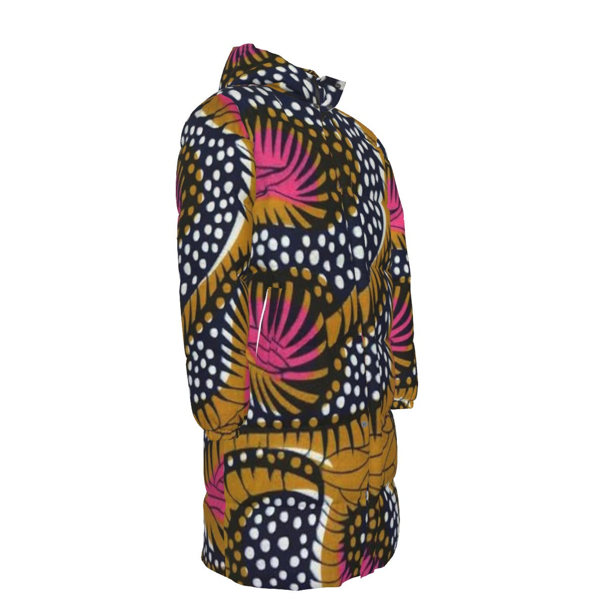 WildMystic1 Brown Pink African Print Unisex Long Down Coat