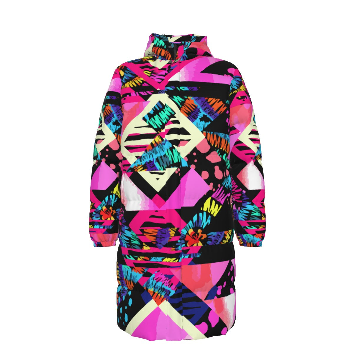 WildMystic1 Urban Mayan Print Long Down Coat Unisex