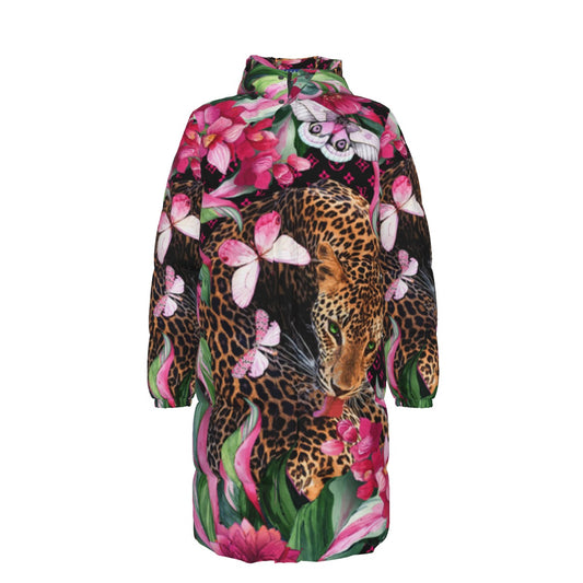 Jungle Kitty Unisex Long Down Jacket Unisex