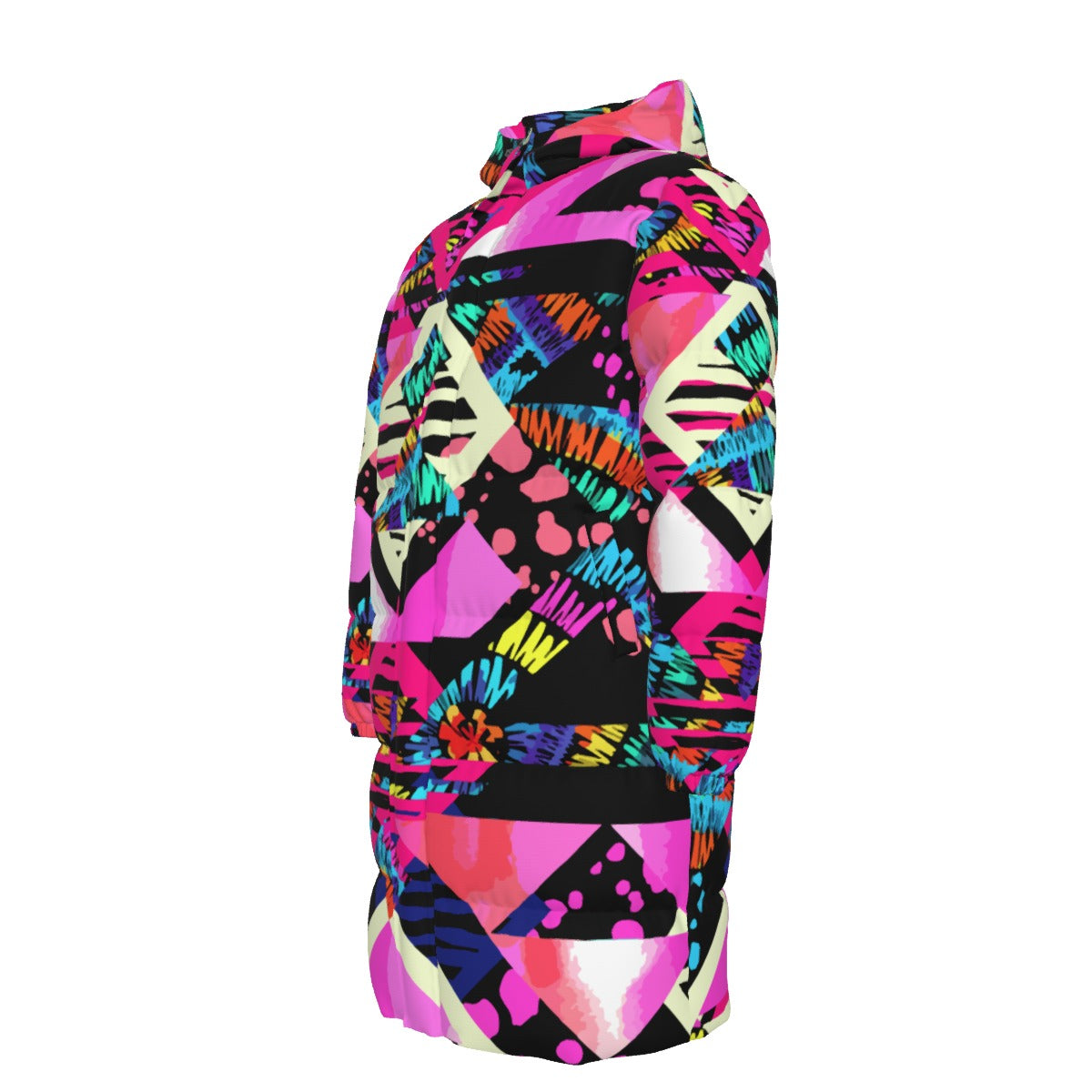 WildMystic1 Urban Mayan Print Long Down Coat Unisex