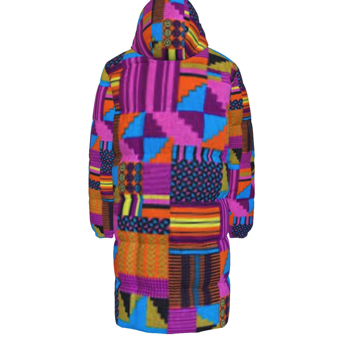 WildMystic1 Purple Kente Unisex Long Down Coat