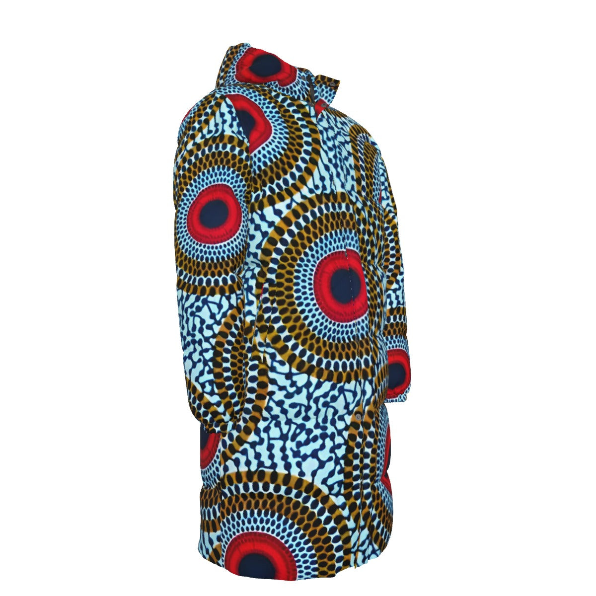 WildMystic African Print Blue Red Circular Long Down Unisex