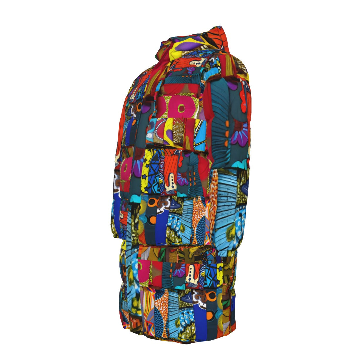 WildMystic1 African Patchwork  Unisex Long Down Coat