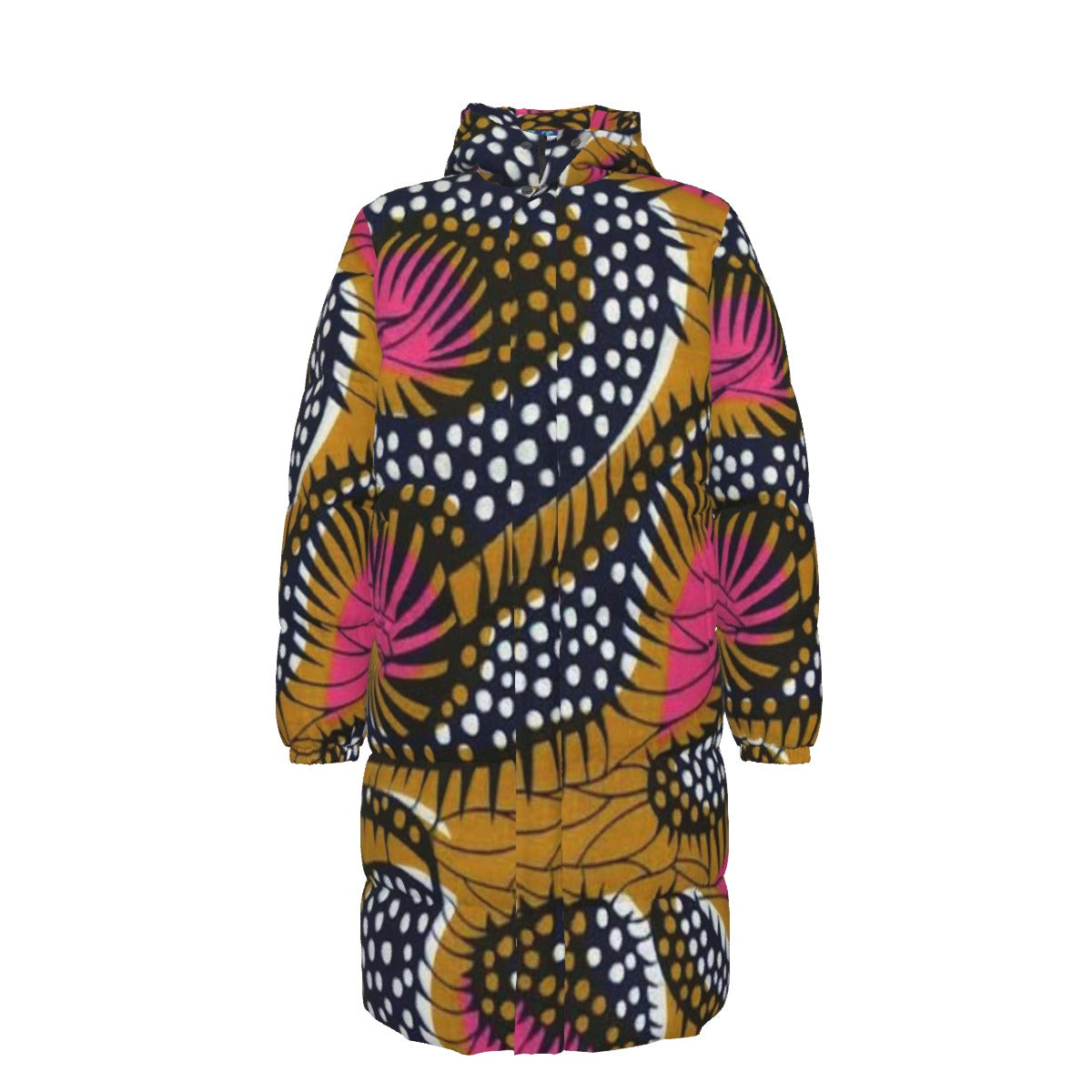 WildMystic1 Brown Pink African Print Unisex Long Down Coat