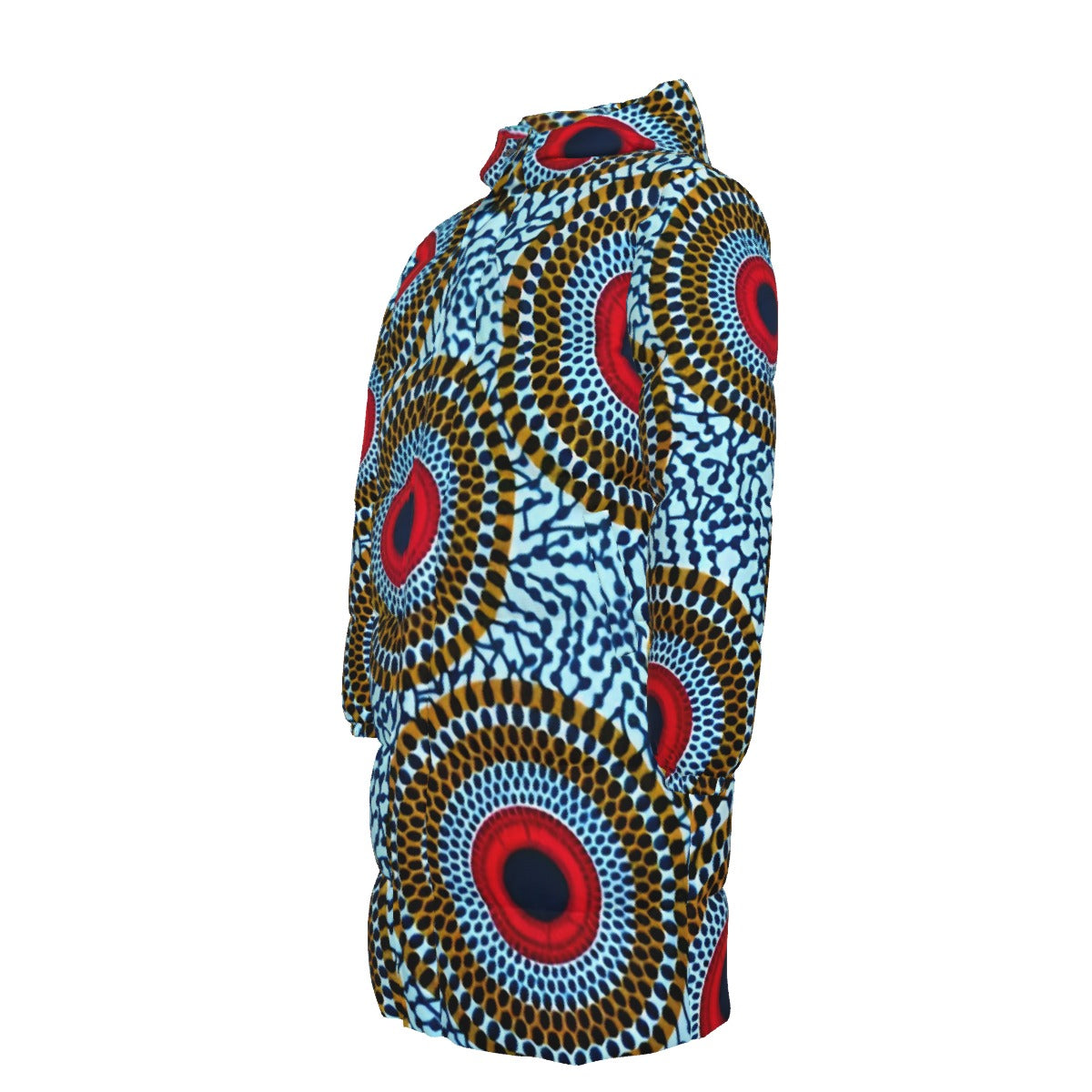 WildMystic African Print Blue Red Circular Long Down Unisex