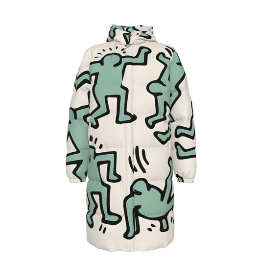 WildMystic1 Breakdance Keith Haring Inspired Long Down Unisex Coat