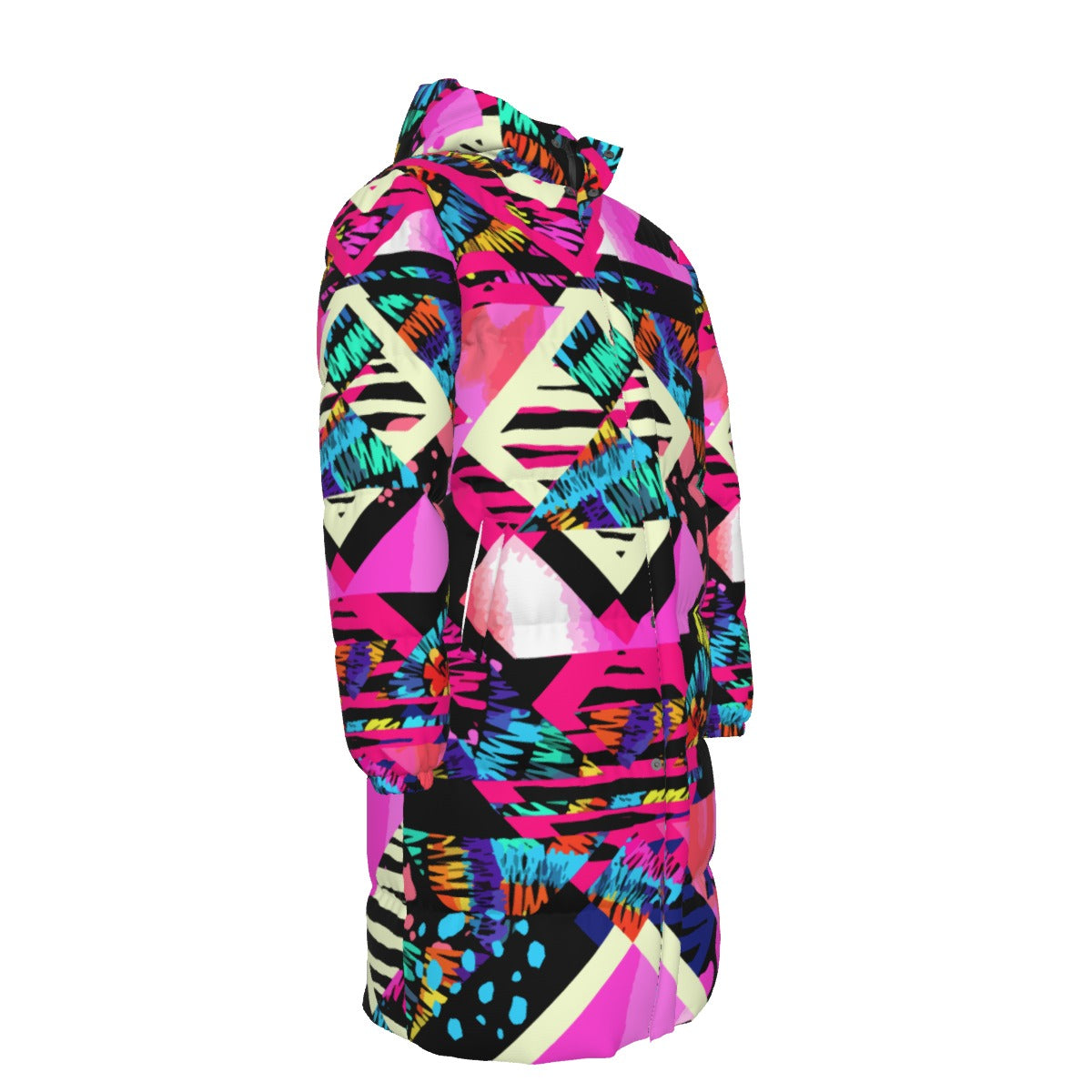 WildMystic1 Urban Mayan Print Long Down Coat Unisex