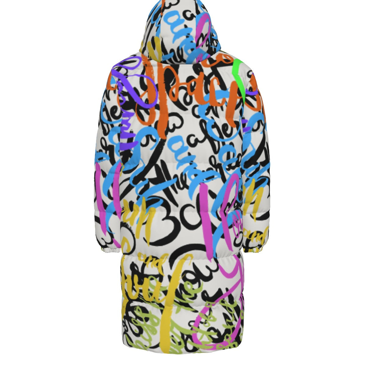 WildMystic1 Graffiti Print Unisex Long Down Coat