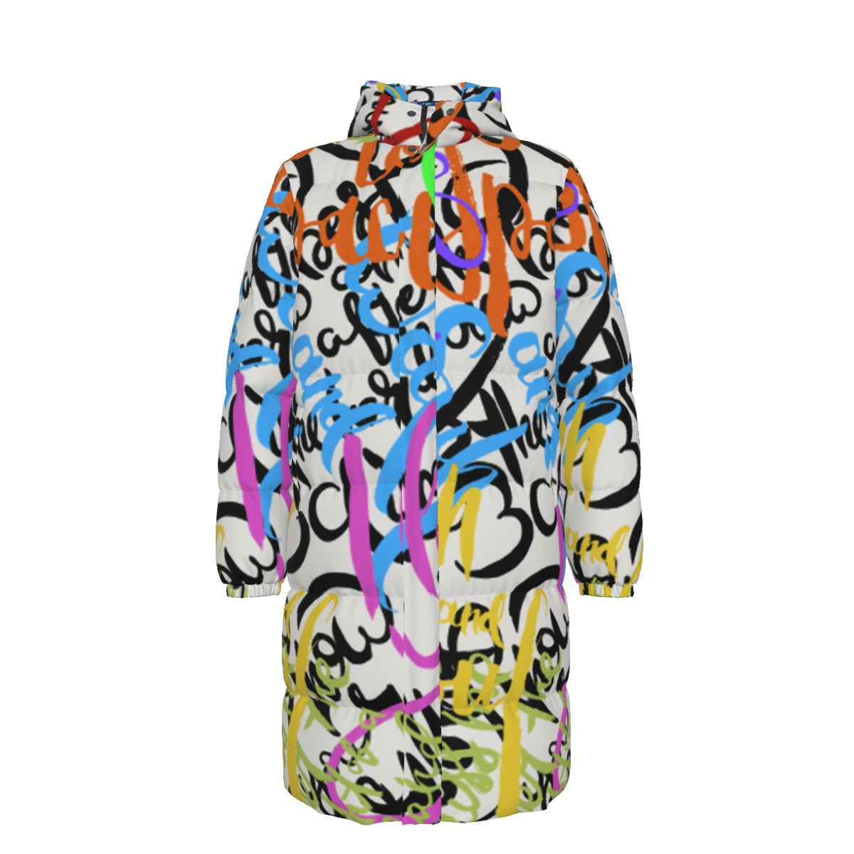 WildMystic1 Graffiti Print Unisex Long Down Coat
