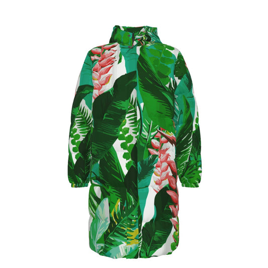 WildMystic1 Jungle Leaf Print Unisex Long Down Coat