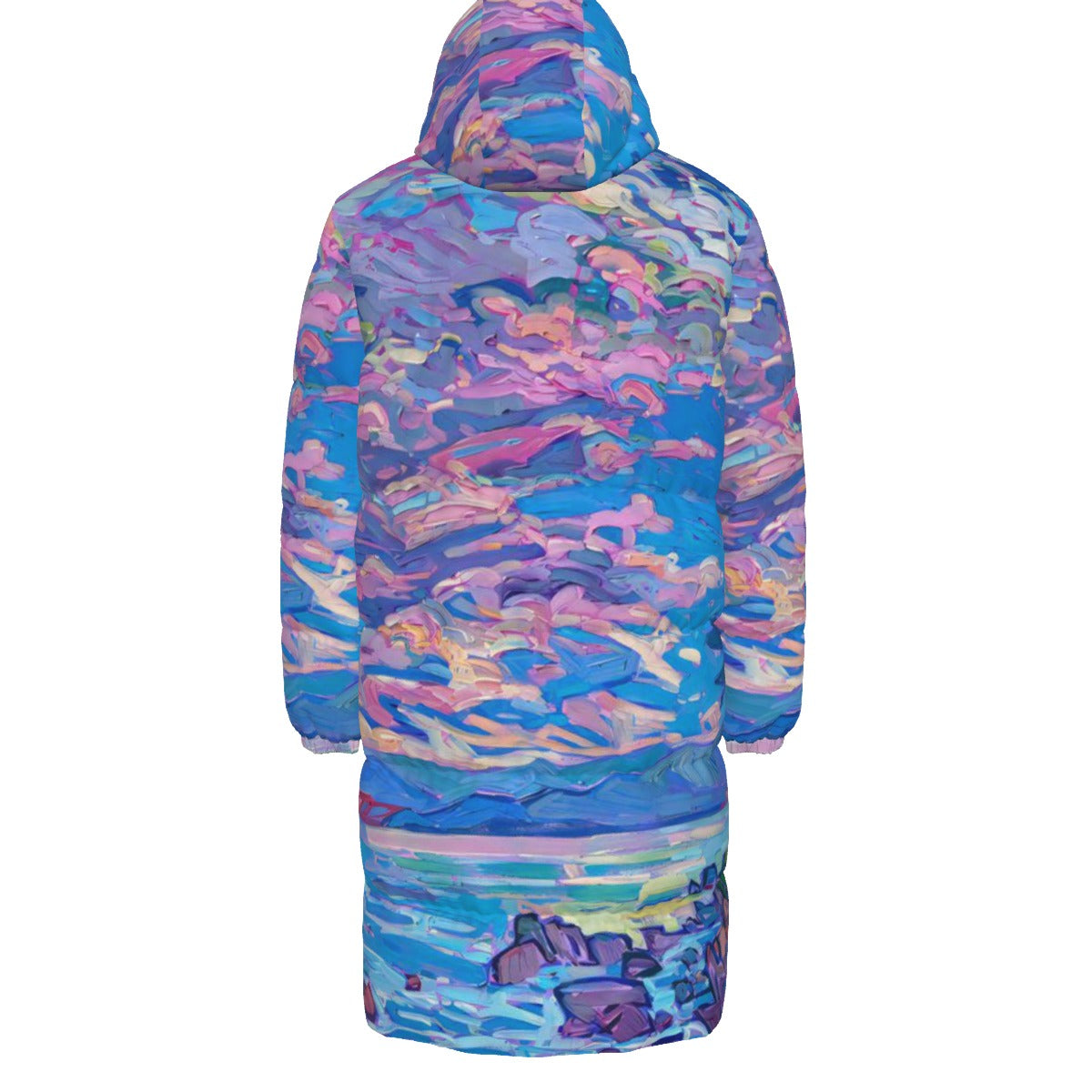 WildMystic1 Cloudy Seashore Unisex Long Down Coat