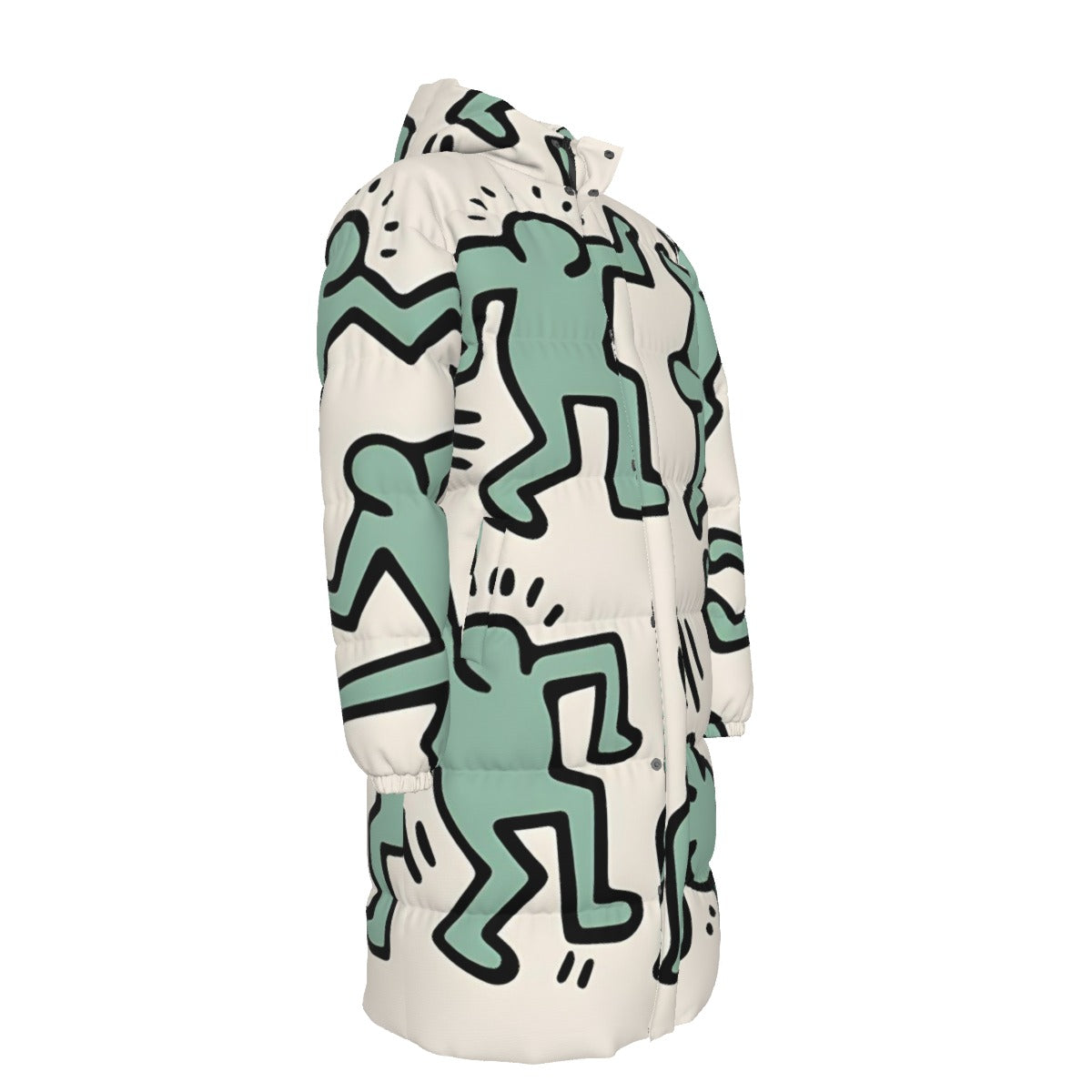 WildMystic1 Breakdance Keith Haring Inspired Long Down Unisex Coat