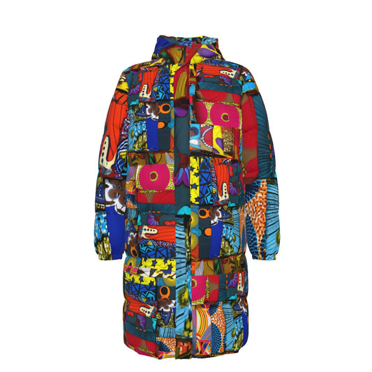 WildMystic1 African Patchwork  Unisex Long Down Coat