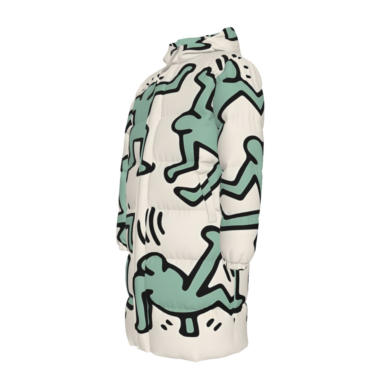 WildMystic1 Breakdance Keith Haring Inspired Long Down Unisex Coat