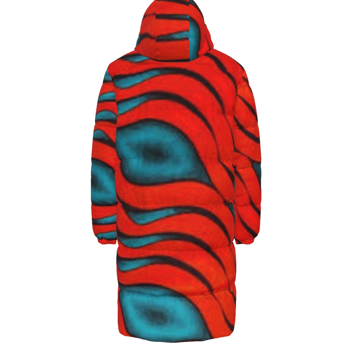 Red Blue African Print Unisex Long Down Coat